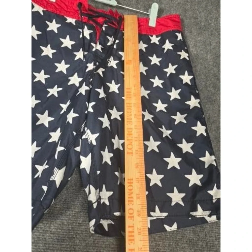 Old Navy Mens Star Print Board Shorts Ink Blue Red 4th of July Swim Trunks‎ Sz M